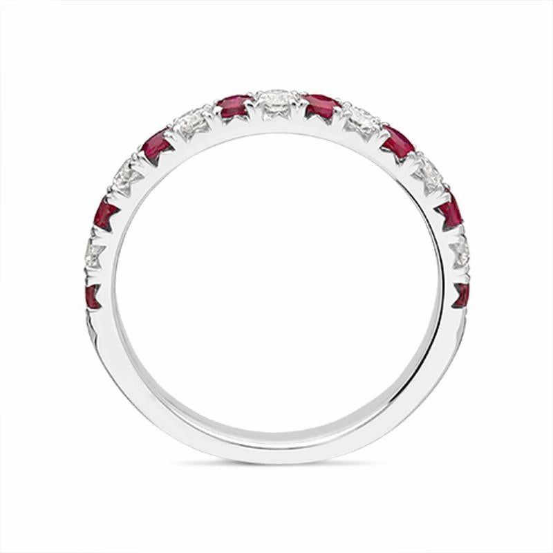18ct White Gold 0.37ct Ruby Diamond Half Eternity Ring