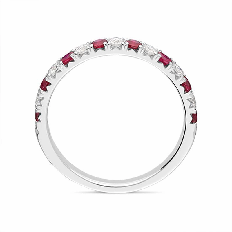18ct White Gold 0.37ct Ruby Diamond Half Eternity Ring