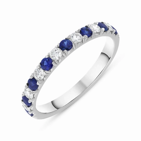 18ct White Gold 0.37ct Sapphire Diamond Half Eternity Ring