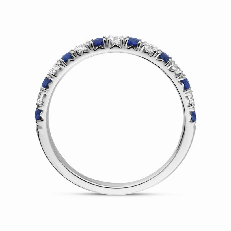 18ct White Gold 0.37ct Sapphire Diamond Half Eternity Ring