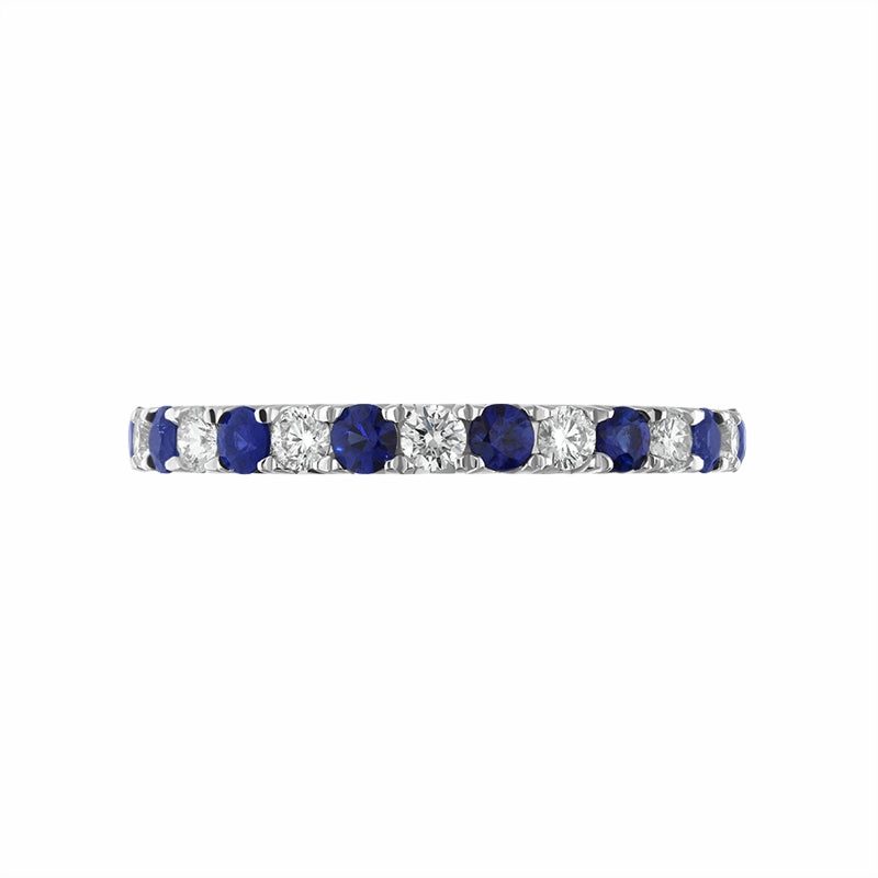 18ct White Gold 0.37ct Sapphire Diamond Half Eternity Ring