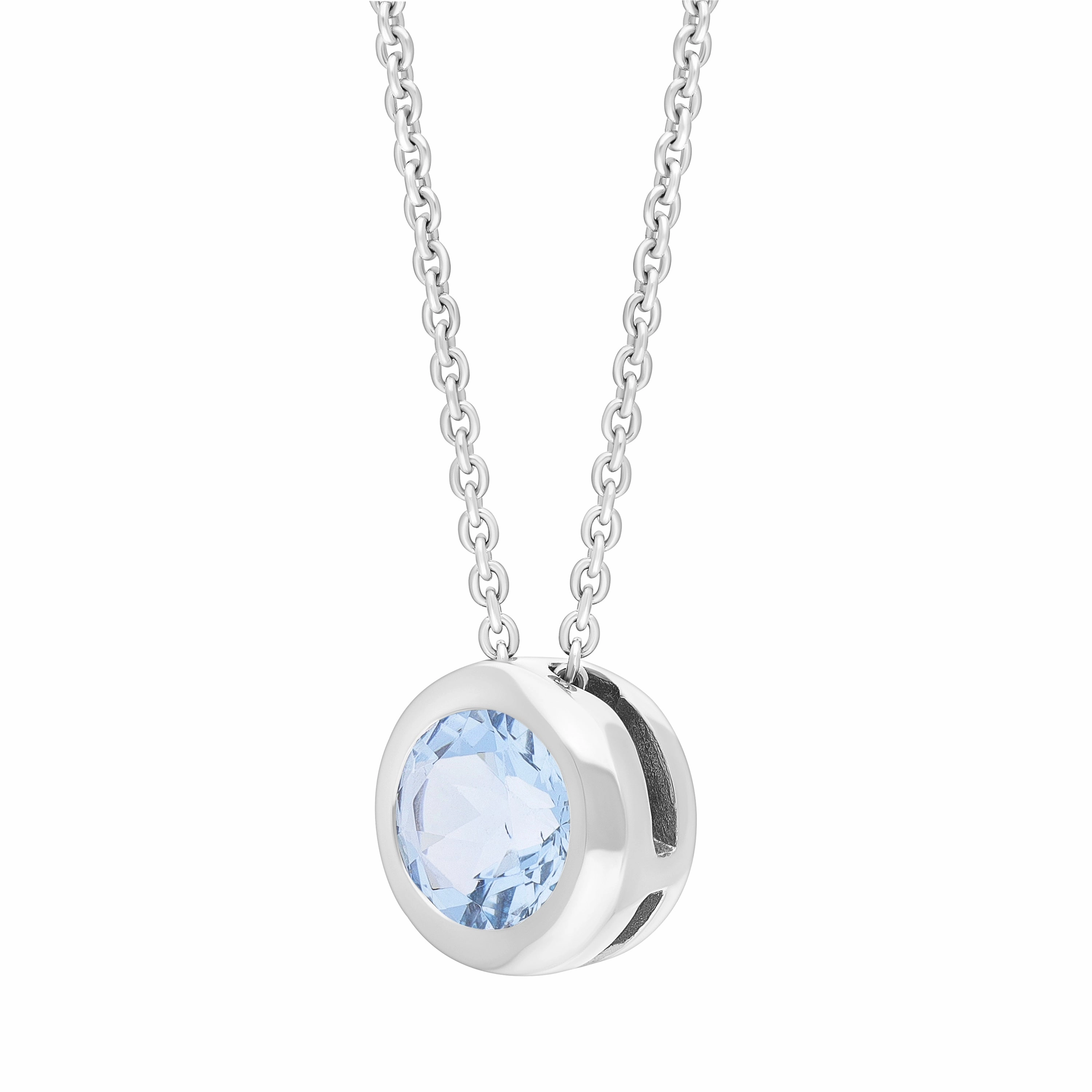 18ct White Gold 0.38ct Aquamarine Martini Slider Necklace