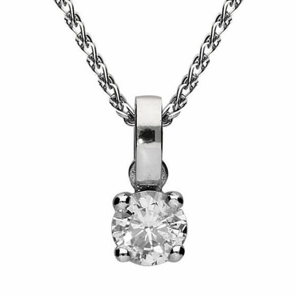 18ct White Gold 0.38ct Diamond Solitaire Pendant Necklace