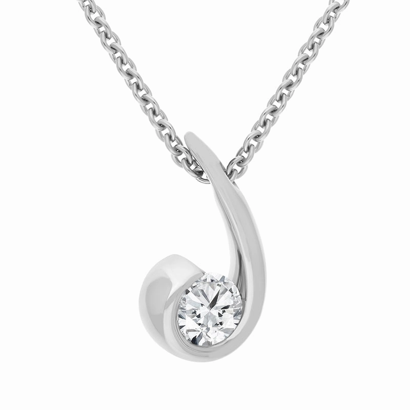 18ct White Gold 0.38ct Diamond Swirl Pendant
