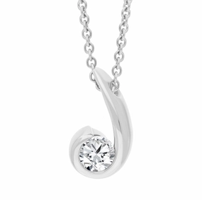 18ct White Gold 0.38ct Diamond Swirl Pendant