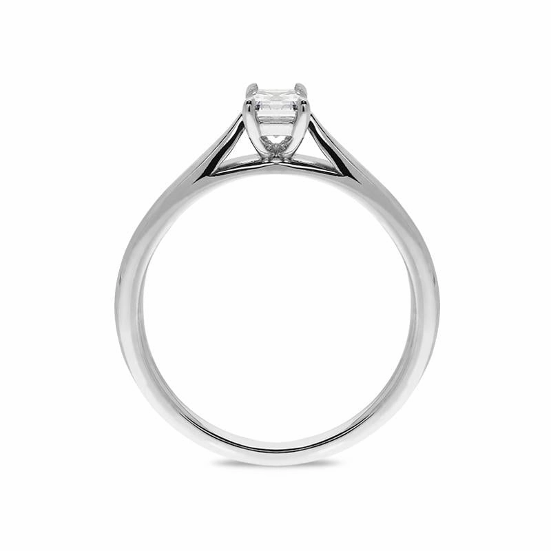 18ct White Gold 0.40ct Diamond Emerald Cut Solitaire Ring D