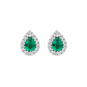 18ct White Gold 0.40ct Emerald Diamond Pear Stud Earrings