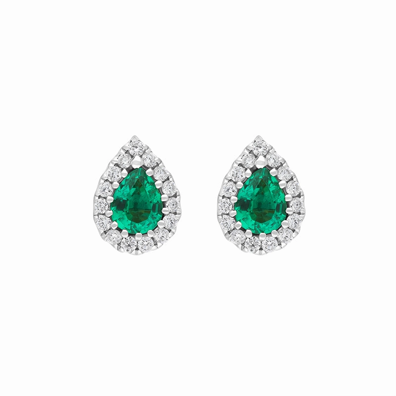 18ct White Gold 0.40ct Emerald Diamond Pear Stud Earrings