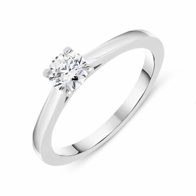 18ct White Gold 0.41ct Brilliant Cut Diamond Solitaire Ring D