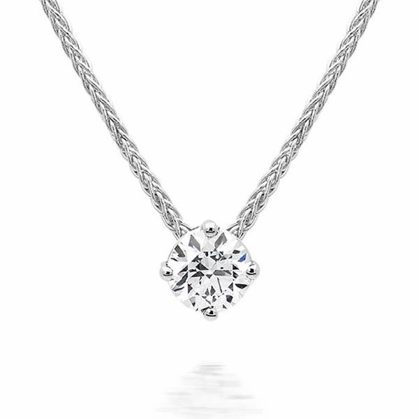 18ct White Gold 0.41ct Diamond Brilliant Cut Solitaire Necklace D