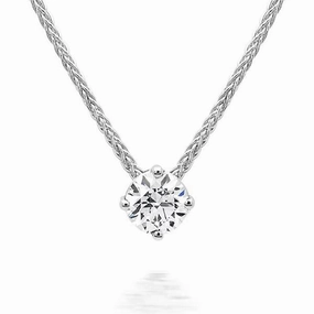 18ct White Gold 0.41ct Diamond Brilliant Cut Solitaire Necklace D
