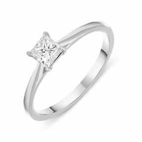 18ct White Gold 0.41ct Diamond Princess Cut Solitaire Engagement Ring