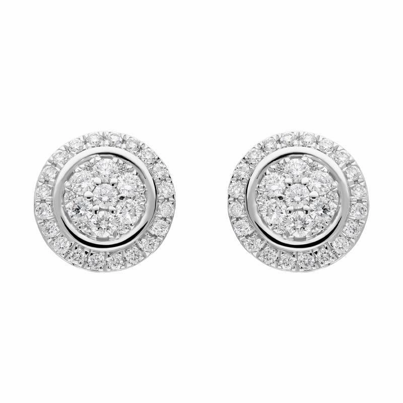18ct White Gold 0.42ct Diamond Round Cluster Stud Earrings