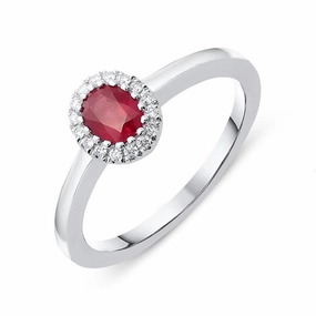 18ct White Gold 0.42ct Ruby Diamond Halo Ring