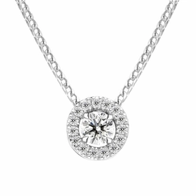 18ct White Gold 0.43ct Diamond Round Cluster Pendant