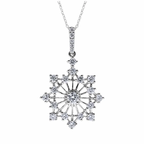 18ct White Gold 0.43ct Diamond Snowflake Necklace
