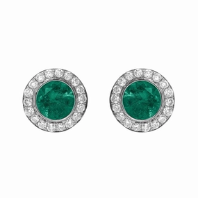 18ct White Gold 0.43ct Emerald Diamond Round Stud Earrings