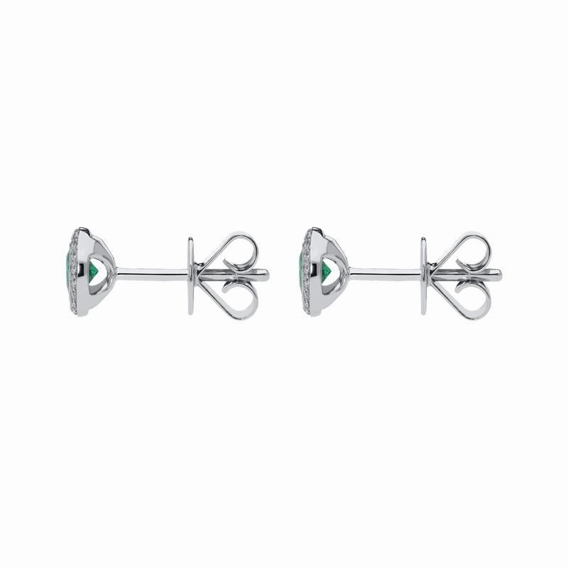 18ct White Gold 0.43ct Emerald Diamond Round Stud Earrings
