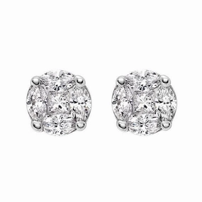 18ct White Gold 0.44ct Diamond Cluster Stud Earrings