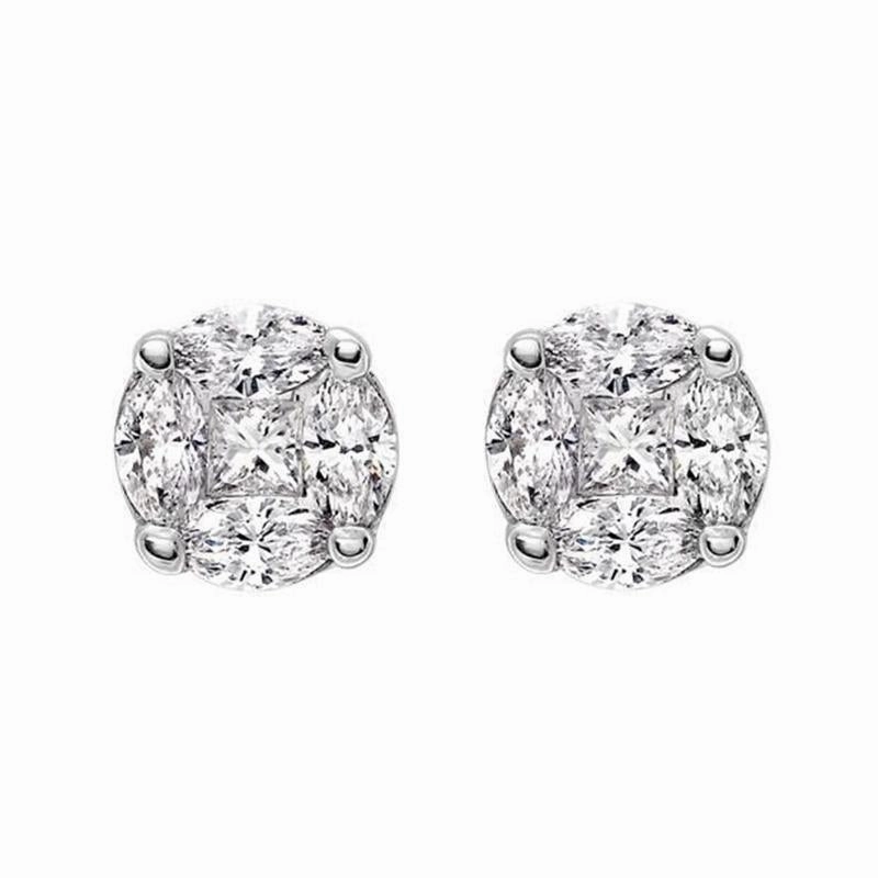 18ct White Gold 0.44ct Diamond Cluster Stud Earrings
