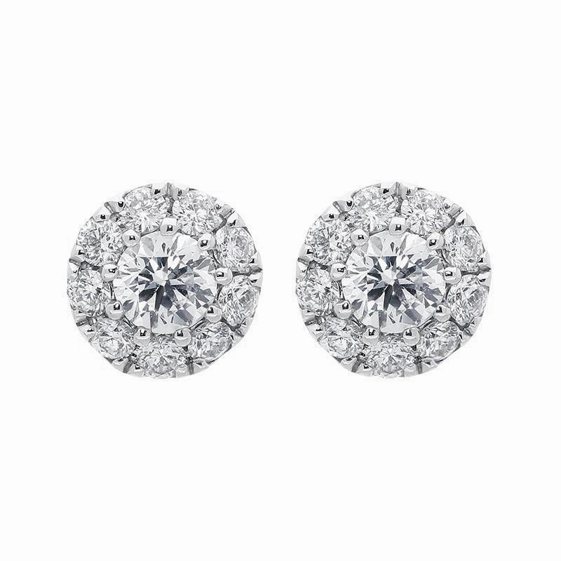 18ct White Gold 0.44ct Diamond Halo Stud Earrings