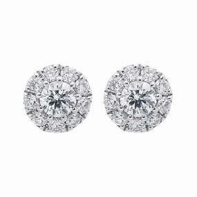 18ct White Gold 0.44ct Diamond Halo Stud Earrings
