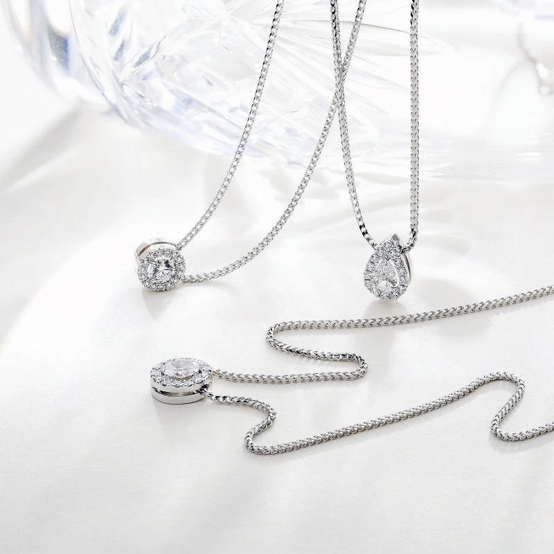 18ct White Gold 0.44ct Diamond Pave Oval Necklace