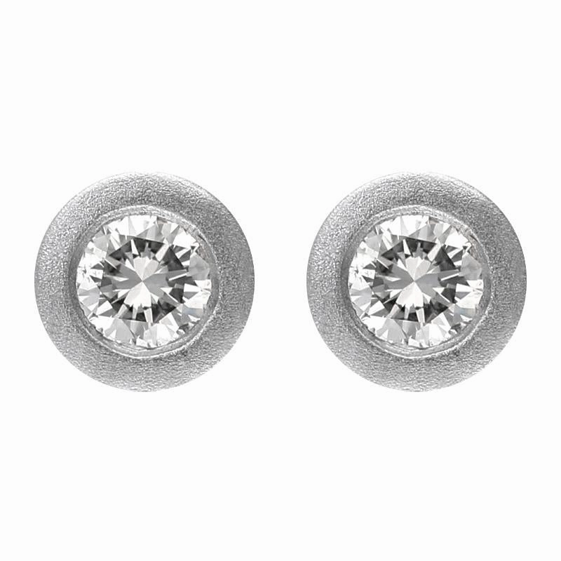 18ct White Gold 0.44ct Diamond Solitaire Satin Stud Earrings