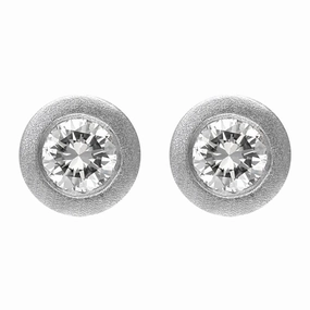 18ct White Gold 0.44ct Diamond Solitaire Satin Stud Earrings