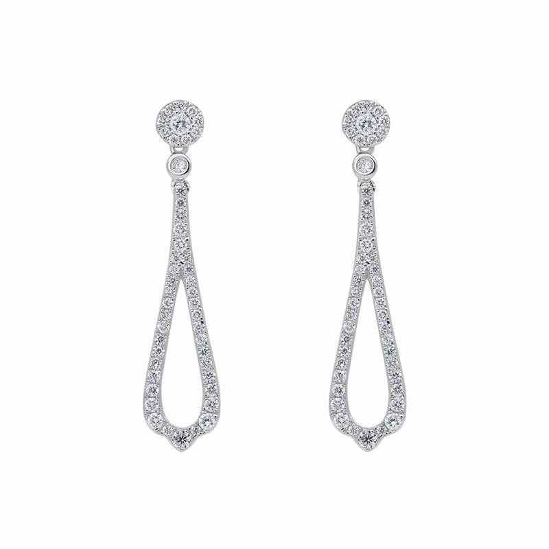 18ct White Gold 0.45ct Diamond Open Pear Drop Earrings
