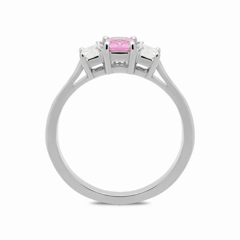 18ct White Gold 0.45ct Pink Sapphire 0.55ct Diamond Trilogy Ring