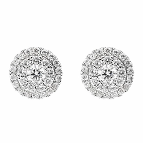18ct White Gold 0.46ct Diamond Round Cluster Stud Earrings