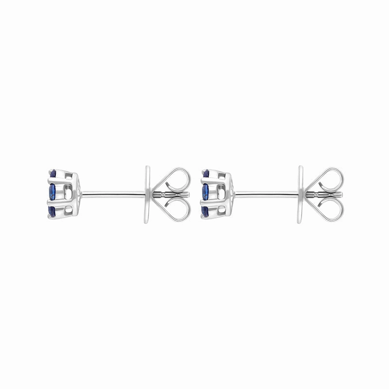 18ct White Gold 0.46ct Sapphire Diamond Floral Cluster Earrings