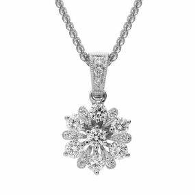 18ct White Gold 0.47ct Diamond Flower Necklace