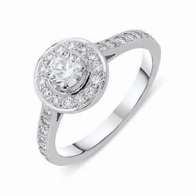 18ct White Gold 0.47ct Diamond Round Halo Cluster Ring