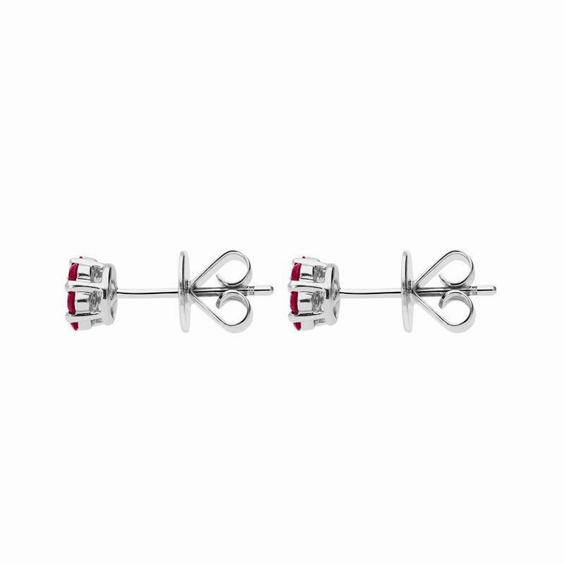 18ct White Gold 0.47ct Ruby Diamond Cluster Earrings