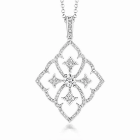 18ct White Gold 0.48ct Diamond Baroque Style Necklace