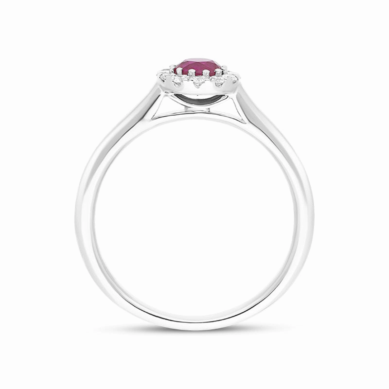 18ct White Gold 0.48ct Ruby Diamond Halo Ring