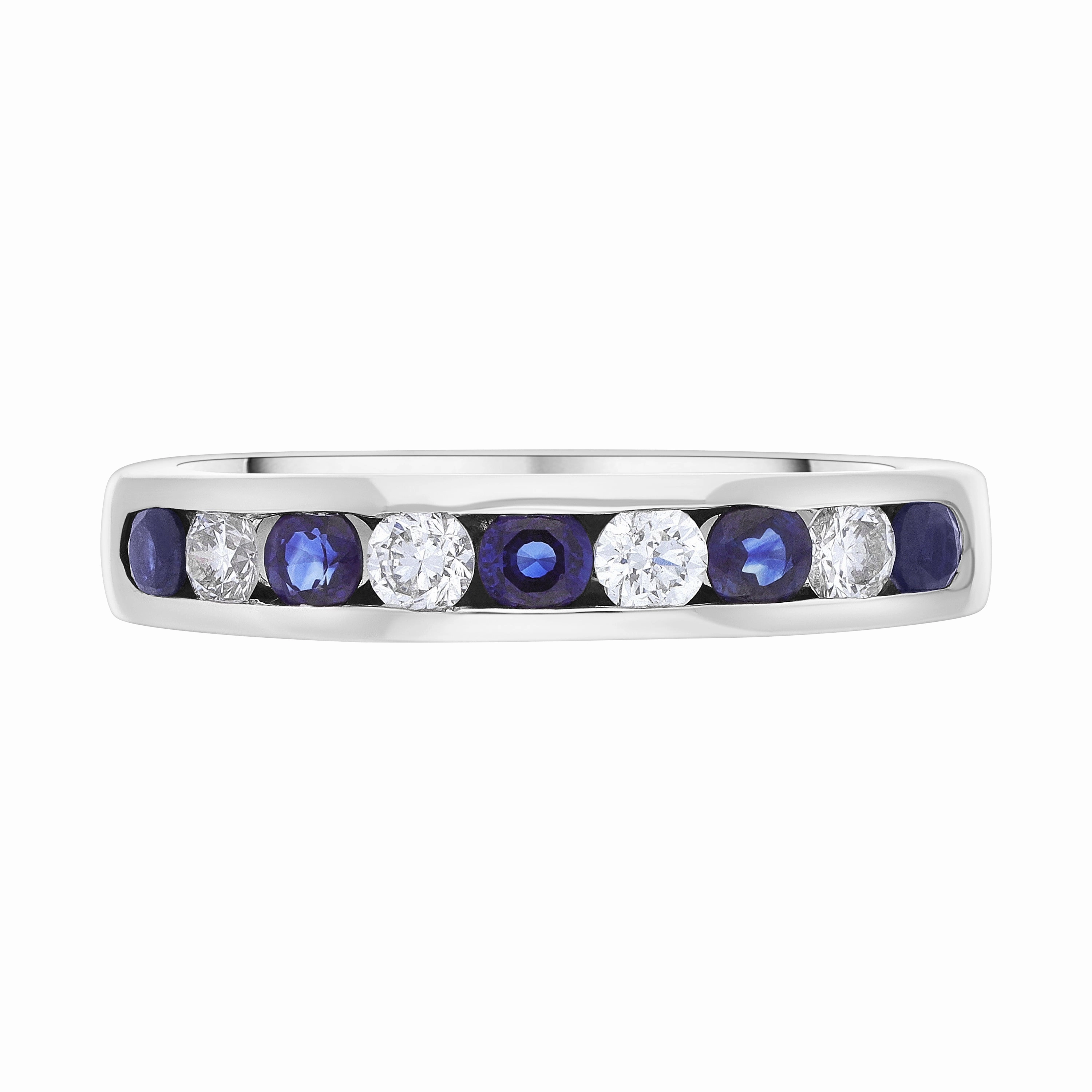 18ct White Gold 0.48ct Sapphire 0.26ct Diamond Channel Set Half Eternity Ring