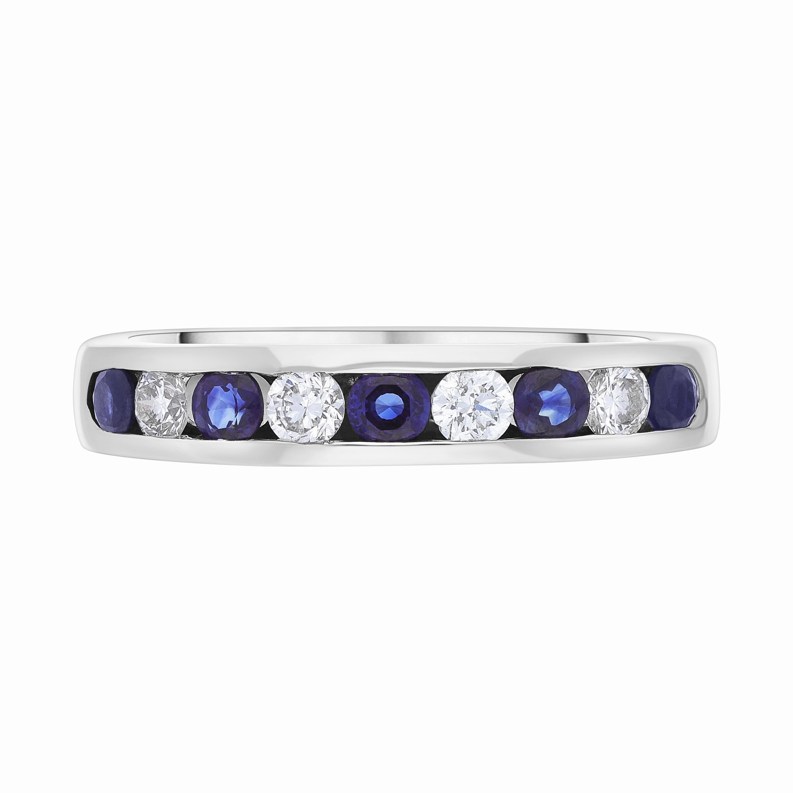 18ct White Gold 0.48ct Sapphire 0.26ct Diamond Channel Set Half Eternity Ring