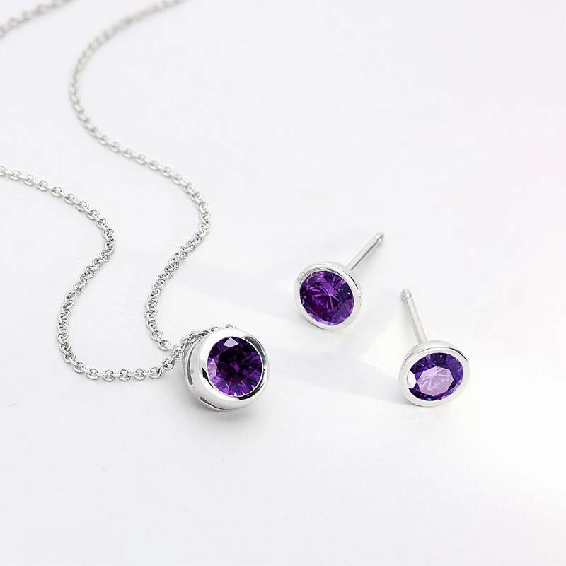 18ct White Gold 0.50ct Amethyst Round Necklace