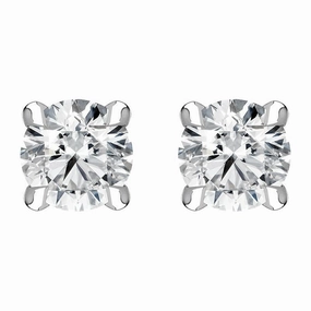 18ct White Gold 0.50ct Diamond Claw Set Solitaire Stud Earrings