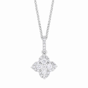 18ct White Gold 0.50ct Diamond Clover Cluster Necklace