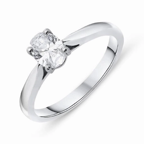 18ct White Gold 0.50ct Diamond Oval Cut Solitaire Ring