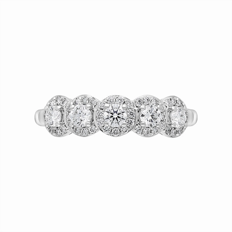 18ct White Gold 0.50ct Diamond Pave Cluster Half Eternity Ring