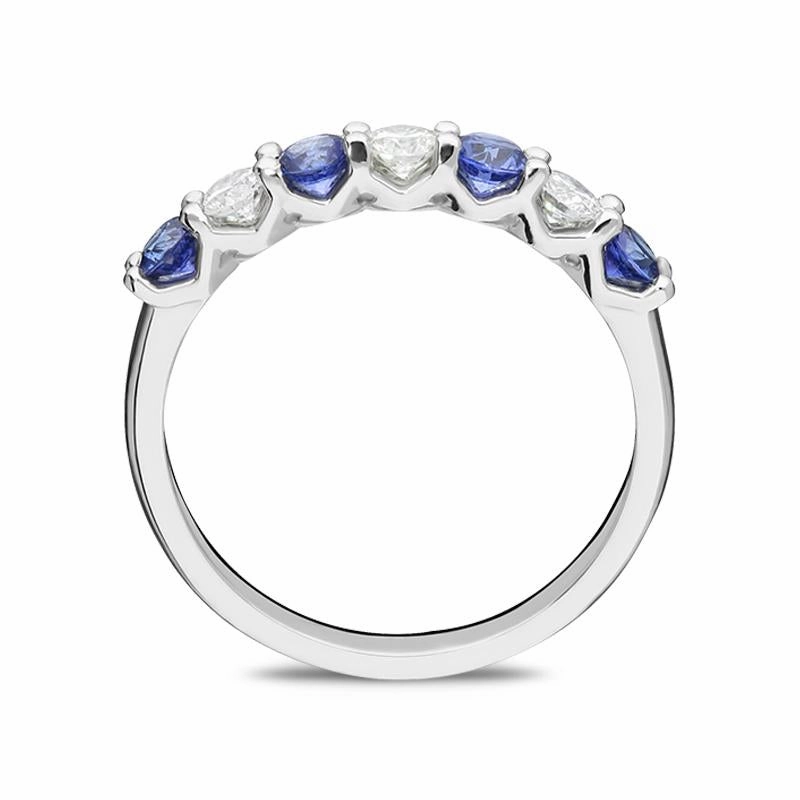 18ct White Gold 0.50ct Sapphire Diamond Half Eternity Ring