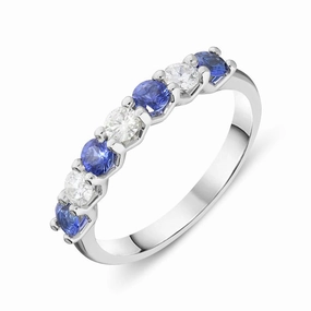 18ct White Gold 0.50ct Sapphire Diamond Half Eternity Ring