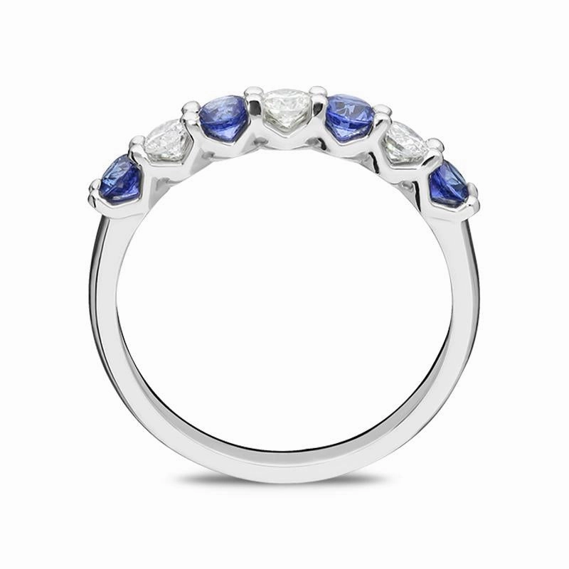 18ct White Gold 0.50ct Sapphire Diamond Half Eternity Ring