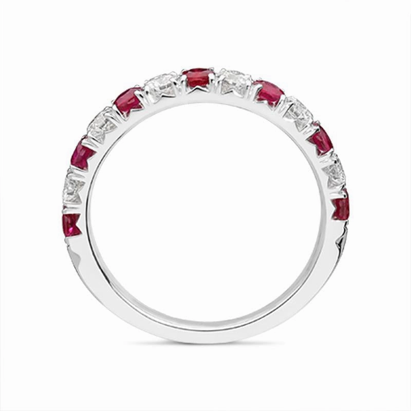 18ct White Gold 0.52ct Ruby Diamond Half Eternity Ring