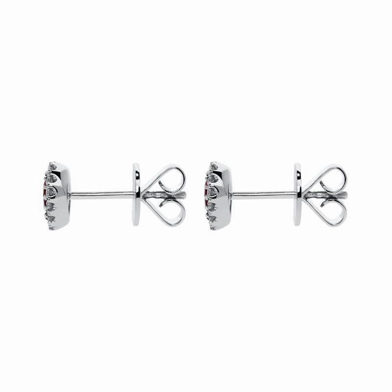 18ct White Gold 0.52ct Ruby Diamond Oval Stud Earrings